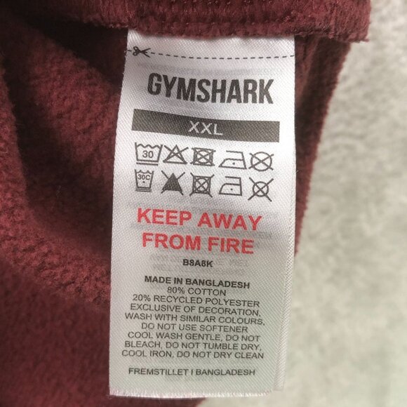 Gymshark Mens Sweatshirt XXL Lifting Club Fleece Pullover Burgundy Activewear - Picture 11 of 16